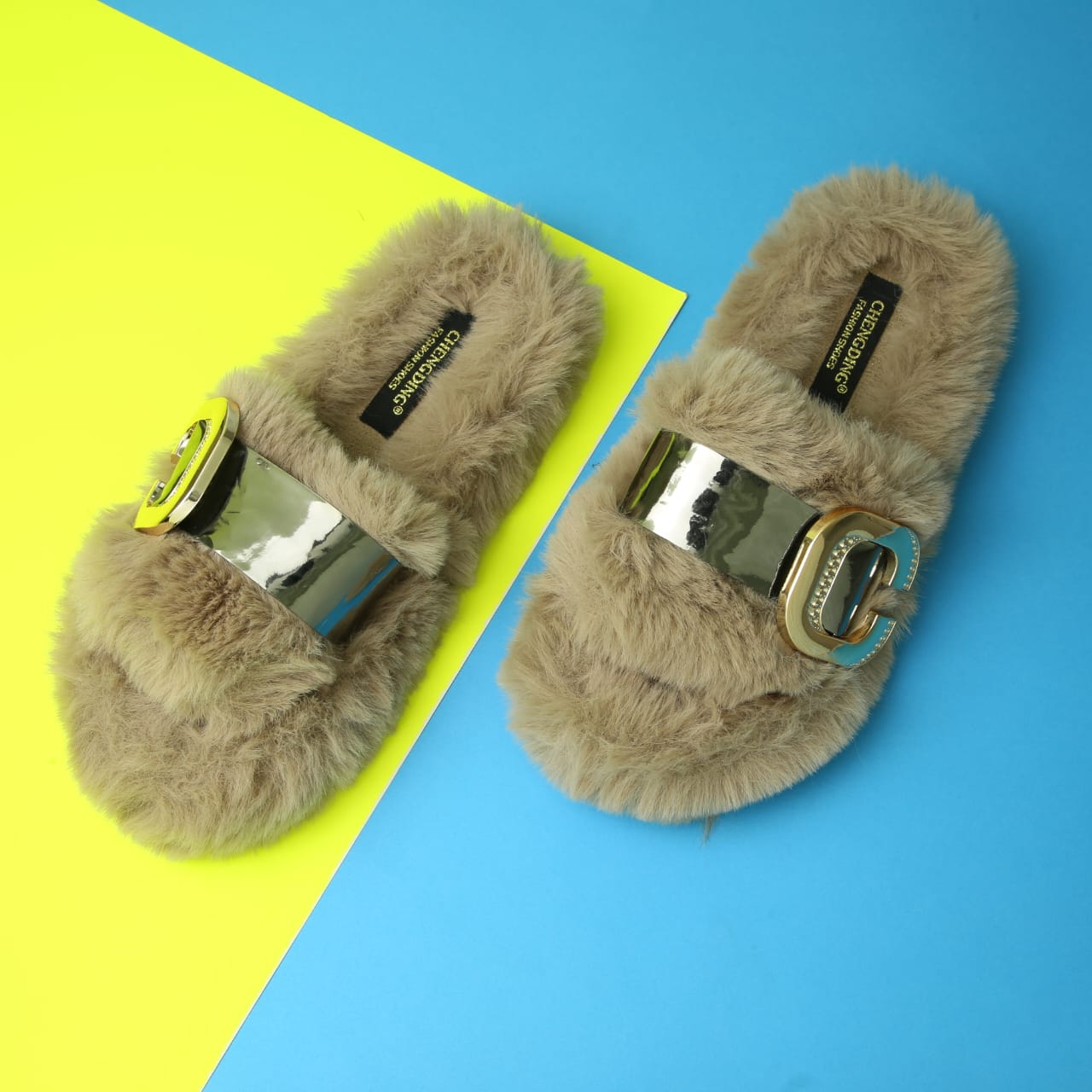 Ladies Winter Fur Slides