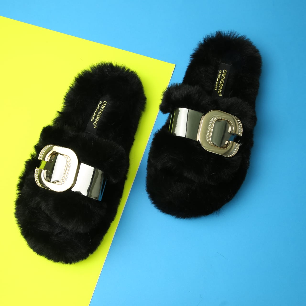 Ladies Winter Fur Slides