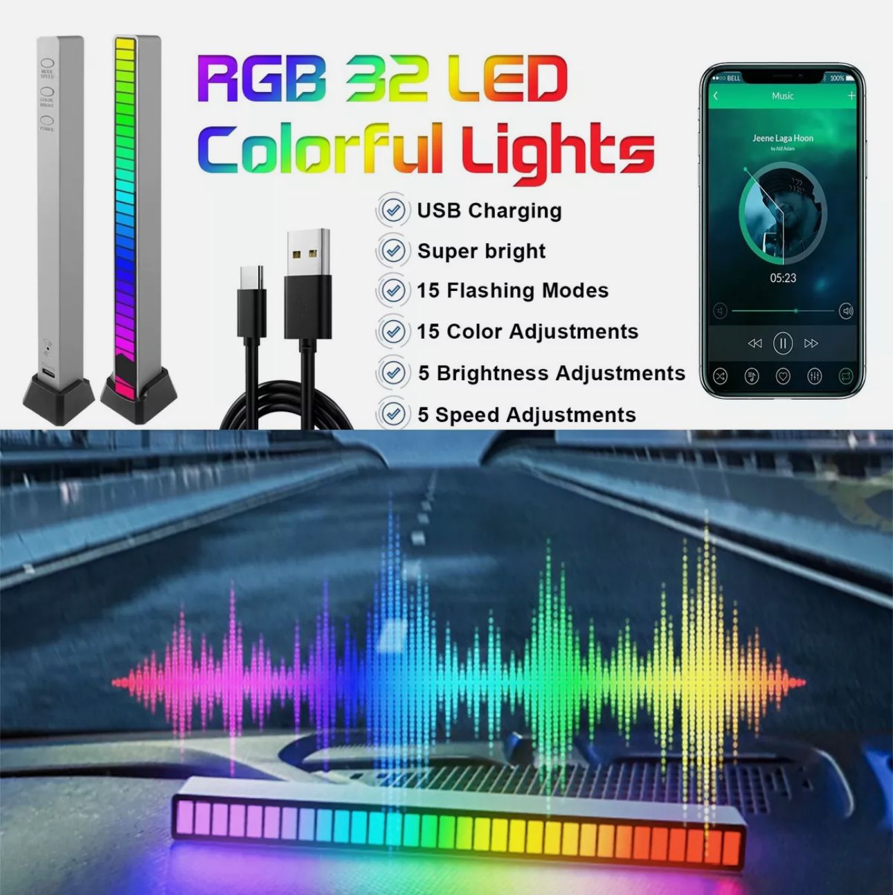 Rechargeable Table Lights - 32RGB Colorful Auto Lights
