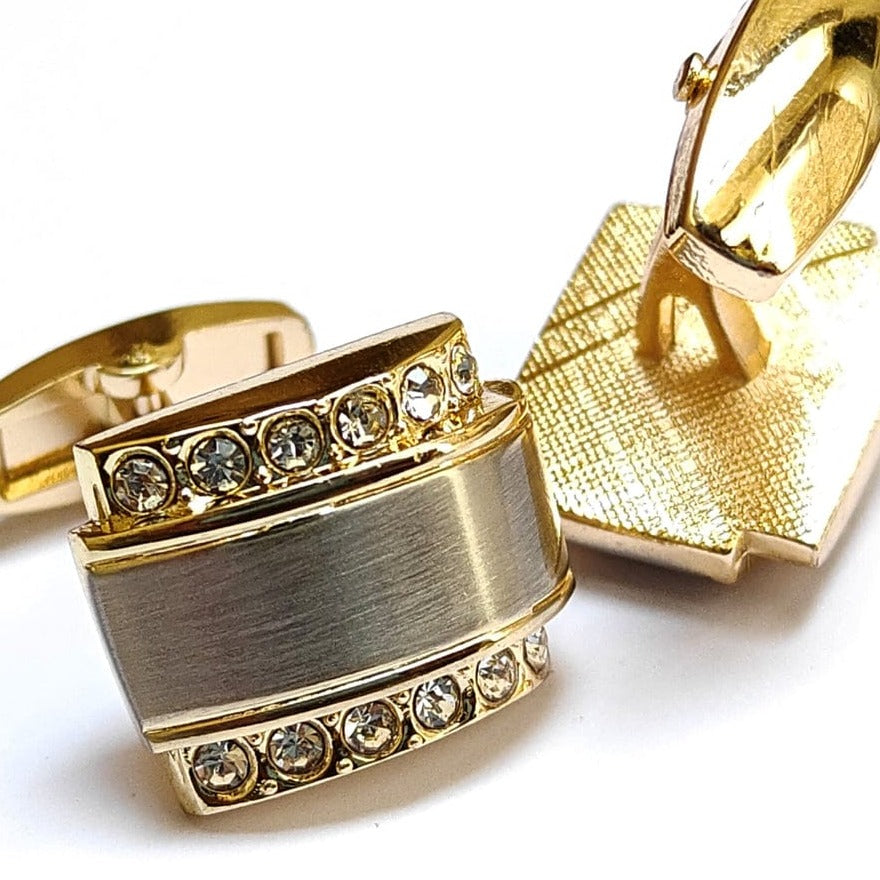 Two Tone Cufflinks with Stones