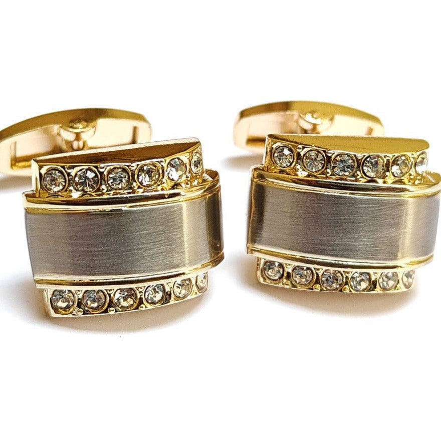 Two Tone Cufflinks with Stones