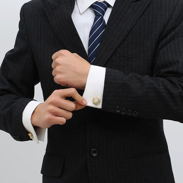 Two Tone Cufflinks with Stones