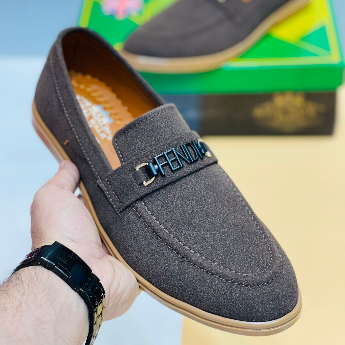 Fendi Suede Loafer Shoes