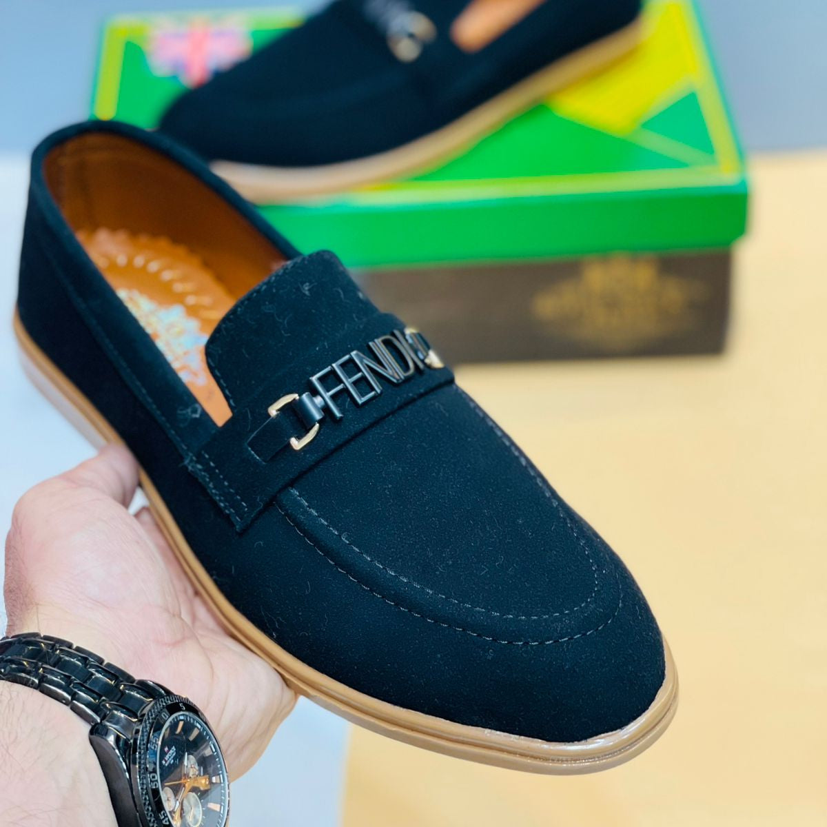 Fendi Suede Loafer Shoes
