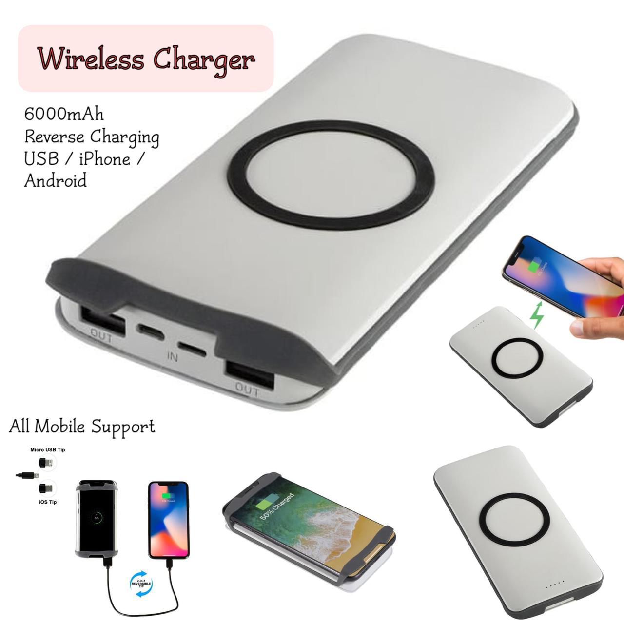 2in1 Wireless Phone Powerbank Charger - Reverse Charging Support