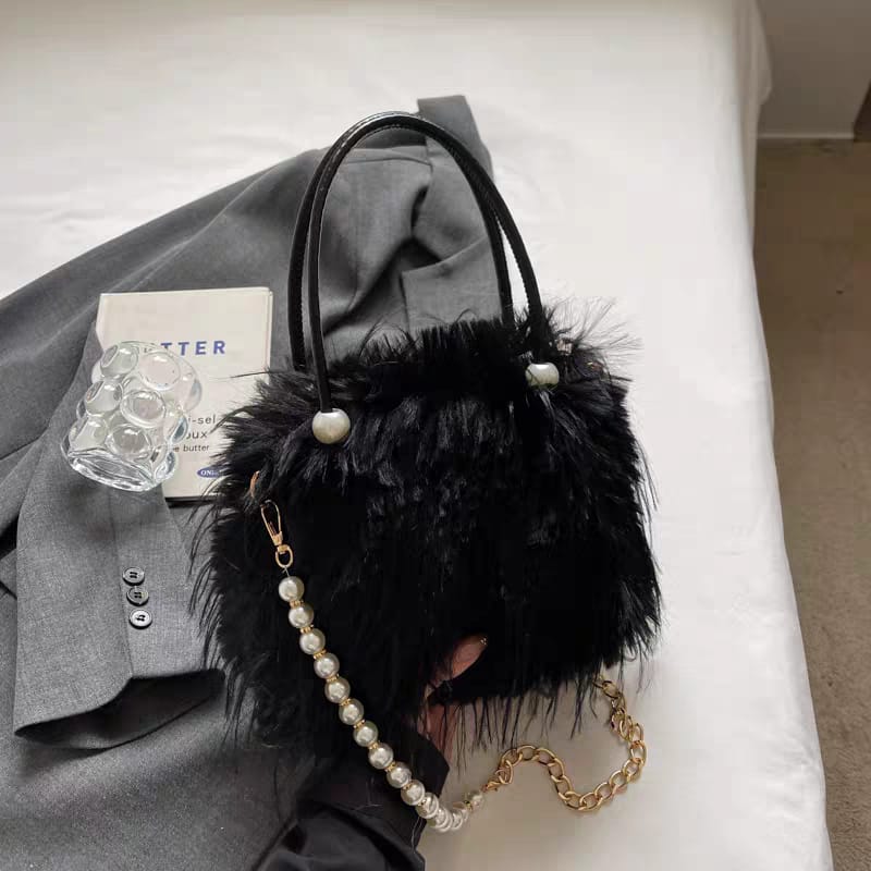 Fluffy Furr Pearl Crossbody Bags
