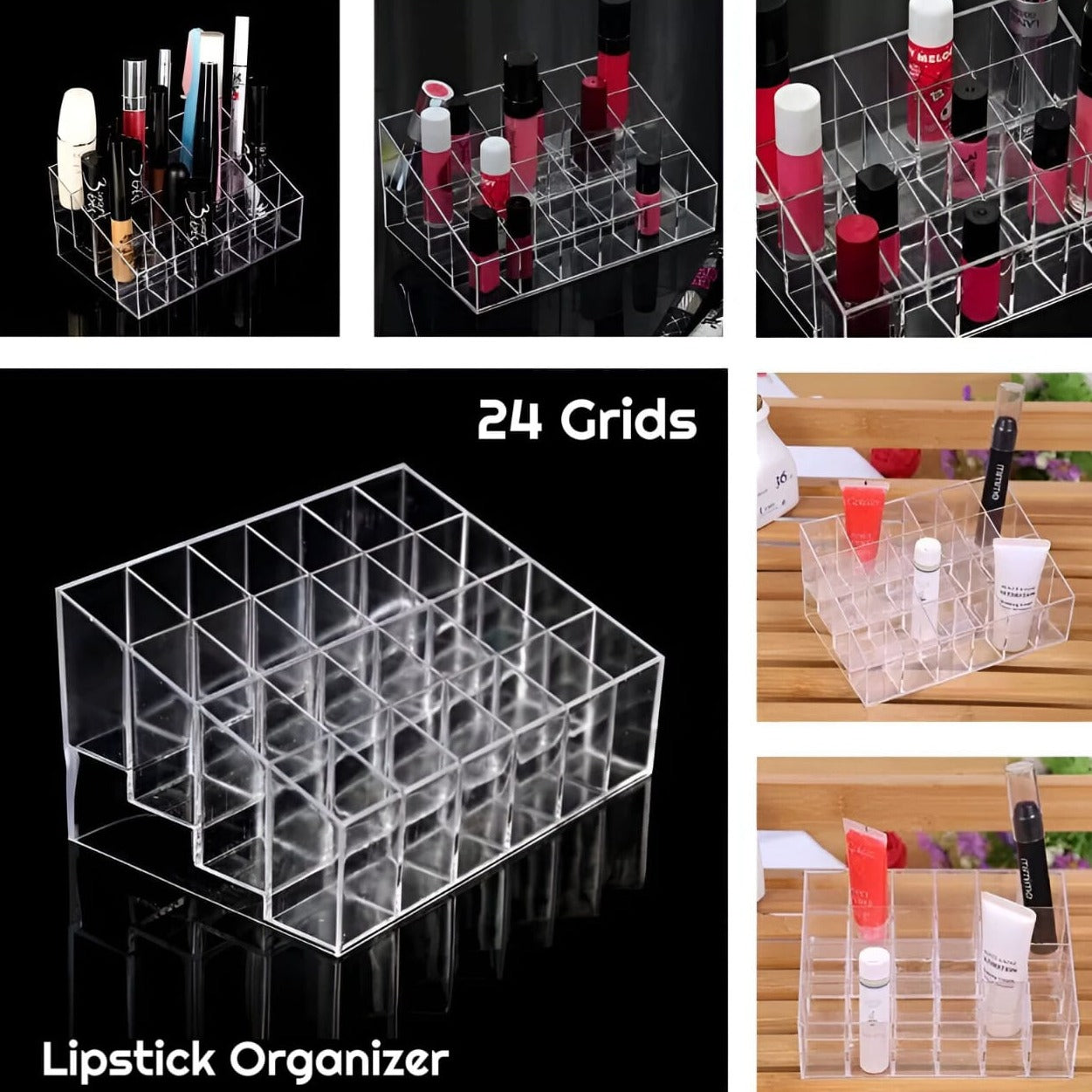 24 Grids Transparent Lipstick Organizer