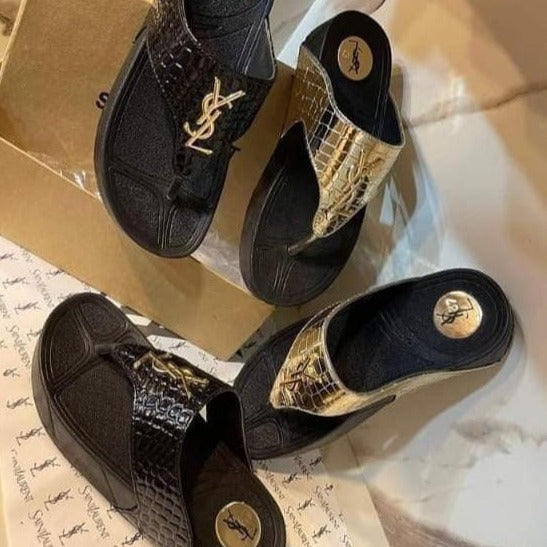 YSL Wedge Slippers