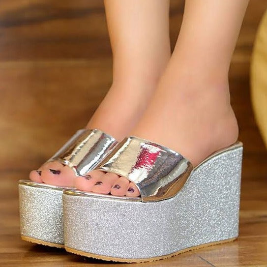 Jimmy choo Metallic Leather Wedges