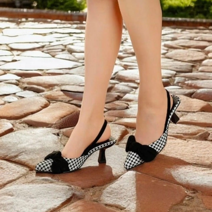 Ladies Velvet Bow Heels
