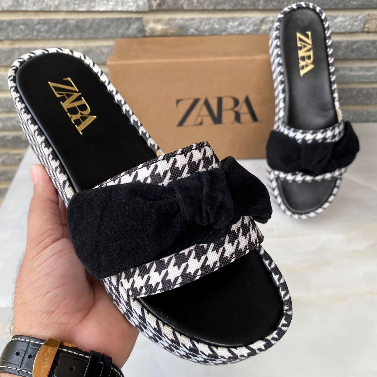 ZARA B&W Wedge Shoes
