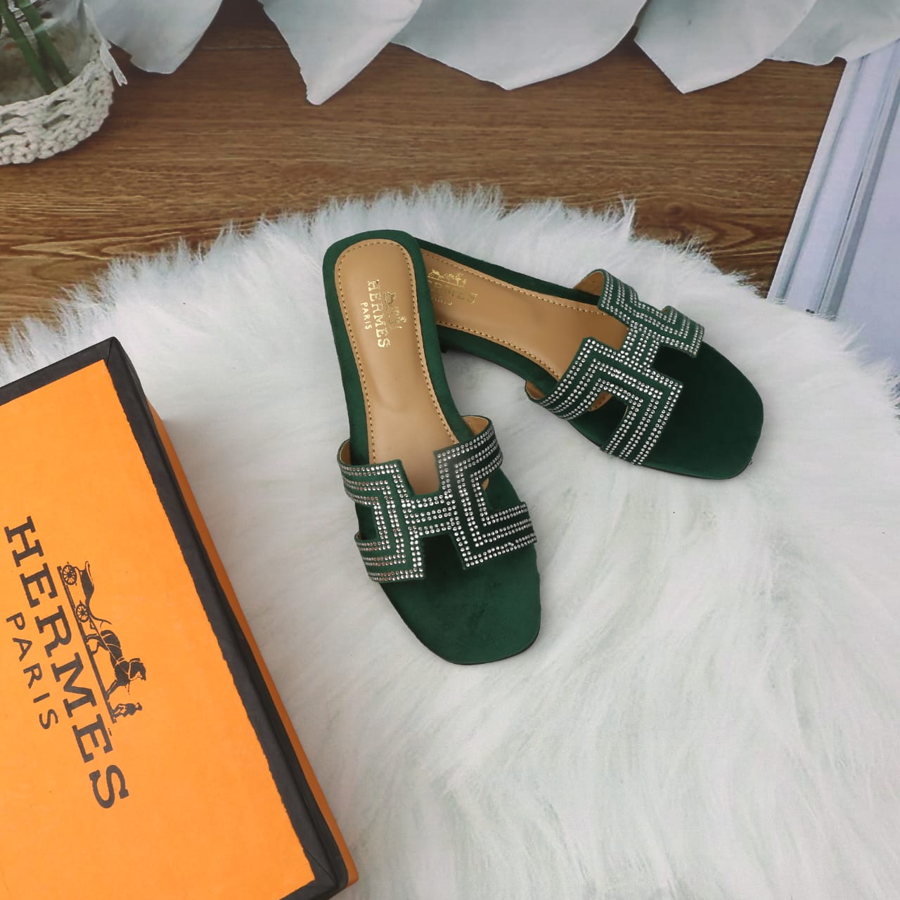 Hermes Stone Slippers