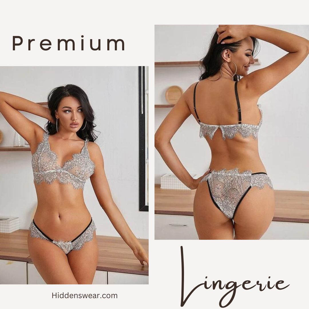 Ladies Floral Net Lace Lingerie Set (A-1081)