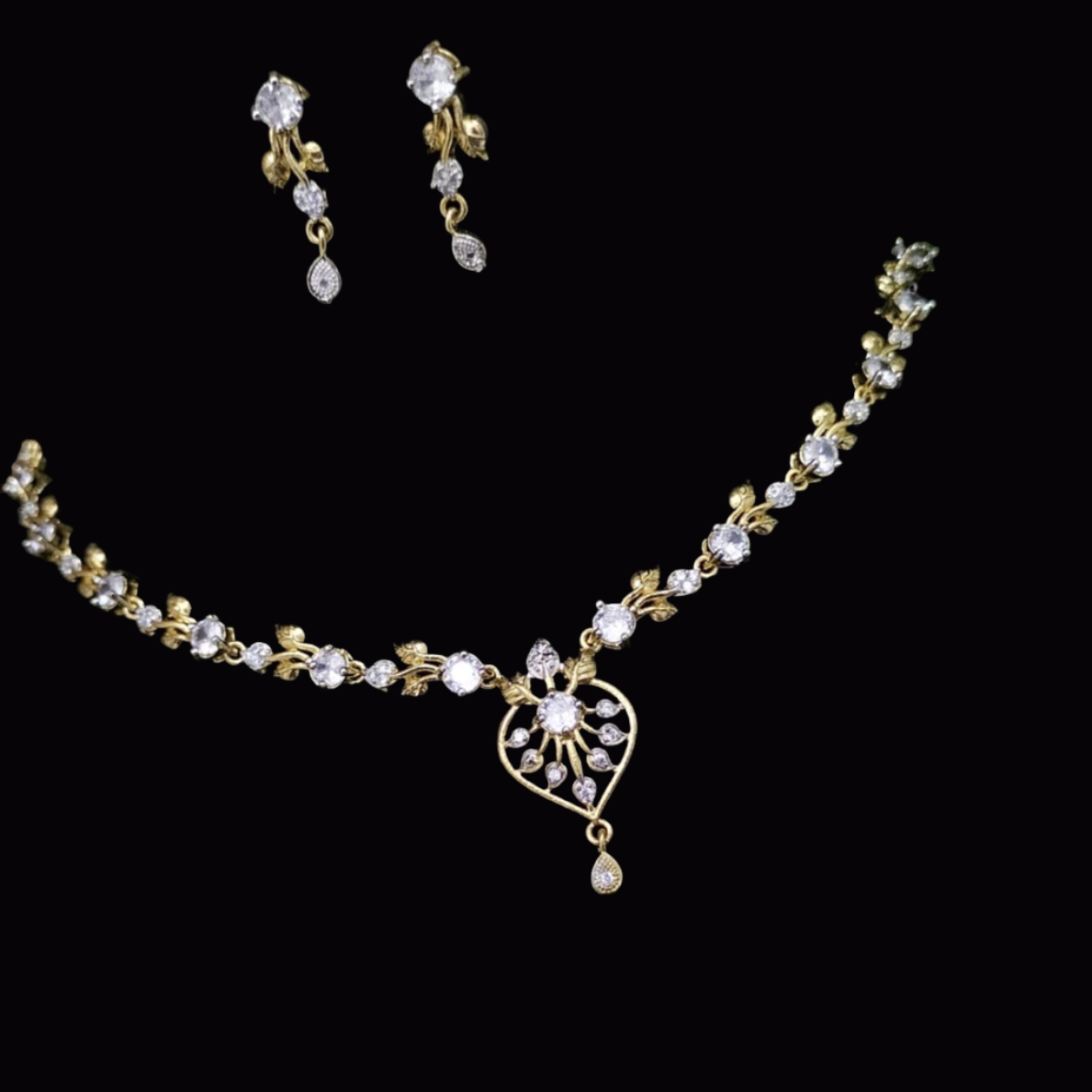 Indian Fancy Zircon Gold Plated Locket Set